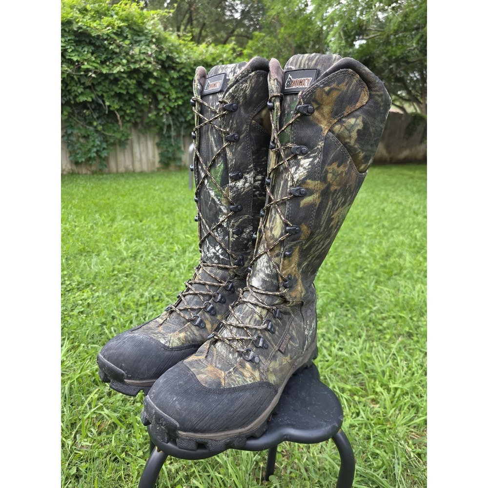 MENS ROCKY LYNX WATERPROOF 16" SNAKE SIDE-ZIP BOOTS 7379. SIZE 11 MEDIUM